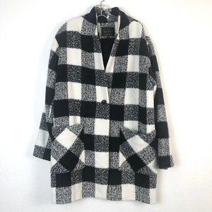 Sanctuary Black/White Plaid Sweater Jacket - L